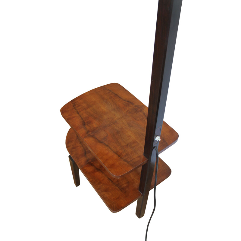 Vintage wooden and beech floor lamp by Jindrich Halabala for UP Brno, 1950