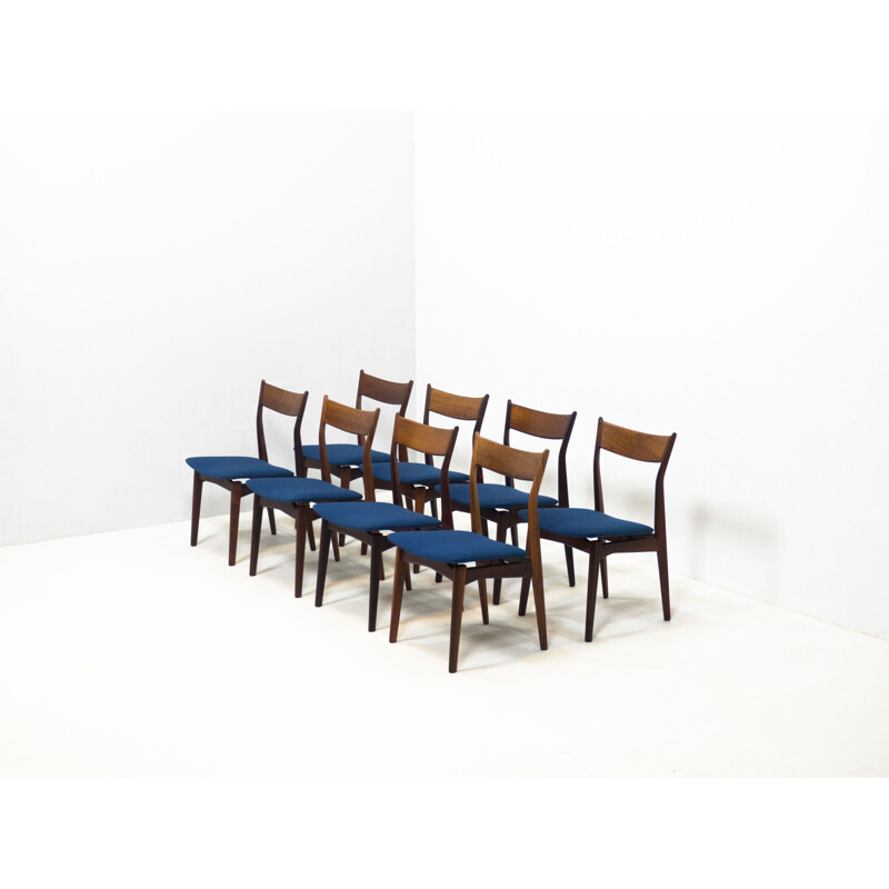Ensemble de 8 chaises vintage en palissandre par H.P. Hansen Møbelindustri, Danemark