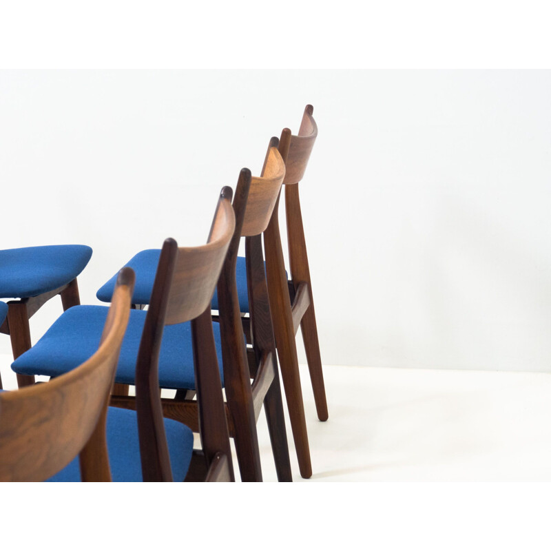 Set of 8 vintage rosewood chairs by H.P. Hansen Møbelindustri, Denmark