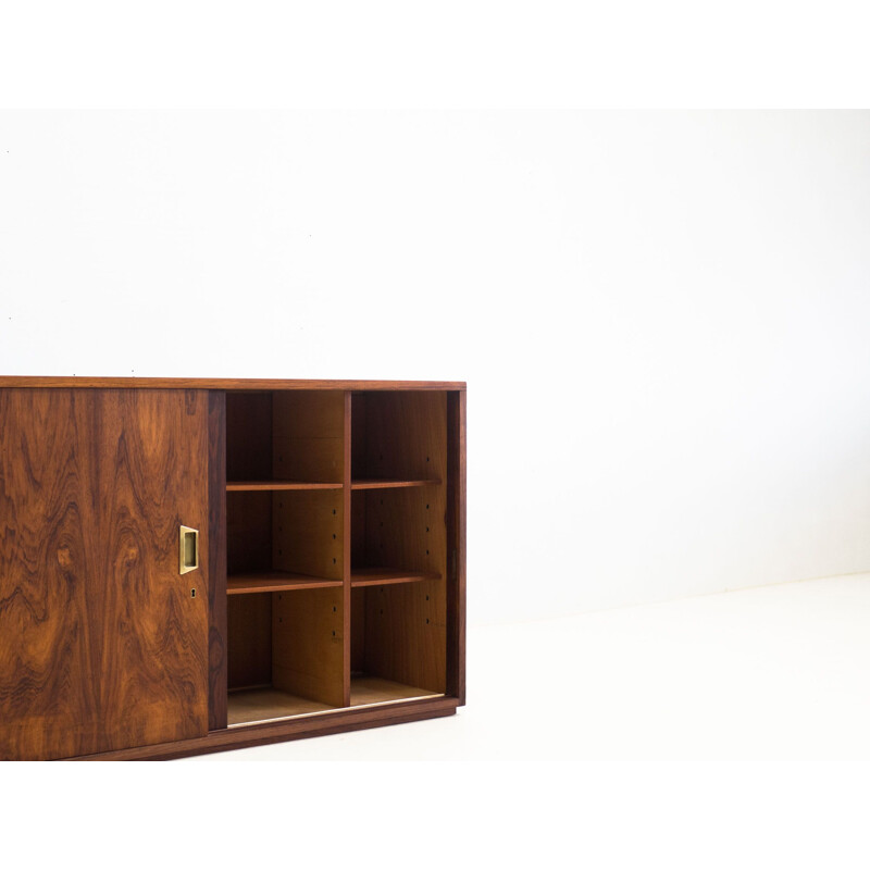 Vintage double sided rosewood lowboard with sliding doors
