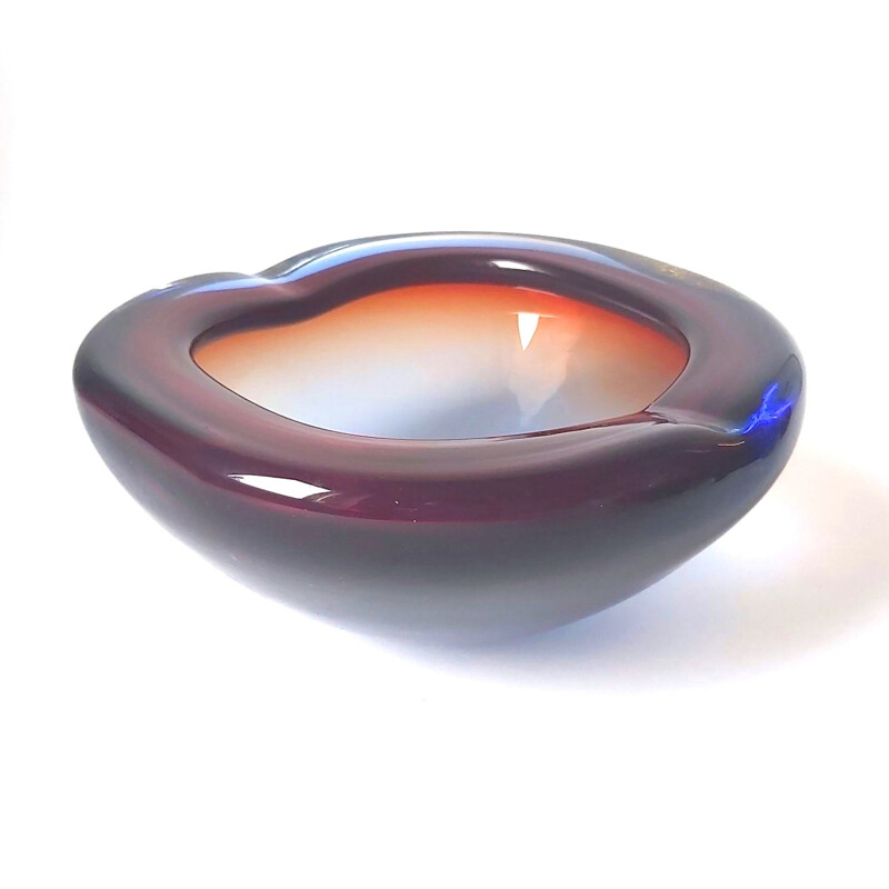 Mid-century Sommerso Murano glass ashtray by Flavio Poli, 1960s