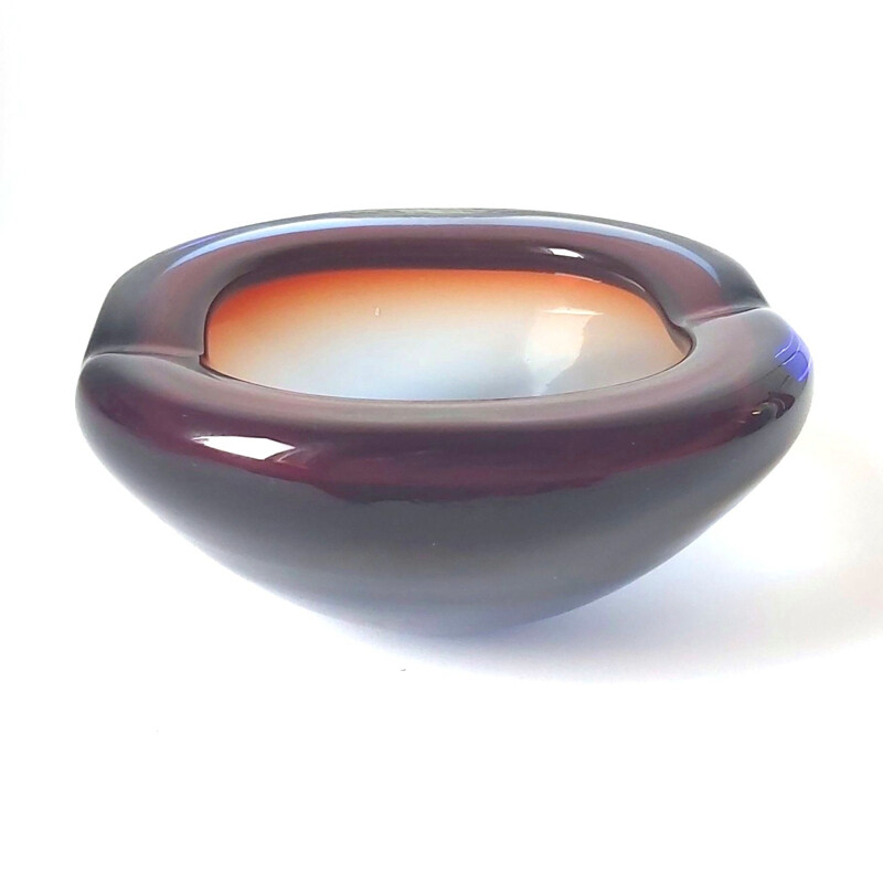 Mid-century Sommerso Murano glass ashtray by Flavio Poli, 1960s