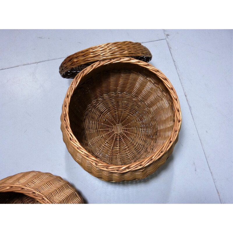 Pair of mid-century rattan stools - 1960s