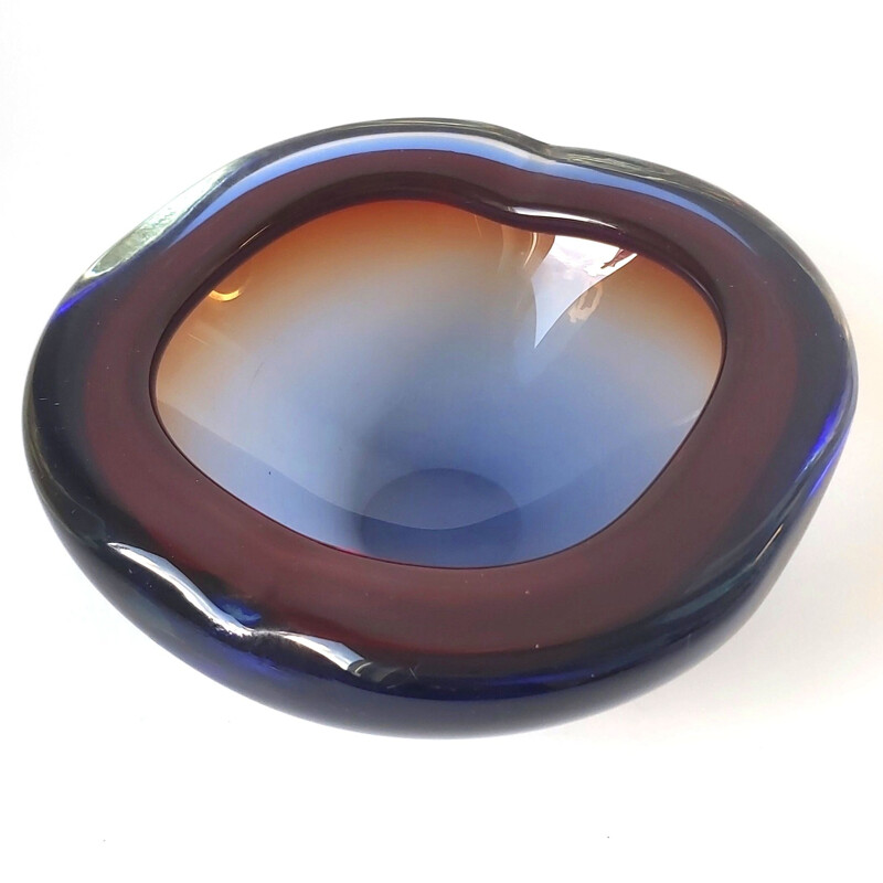 Mid-century Sommerso Murano glass ashtray by Flavio Poli, 1960s