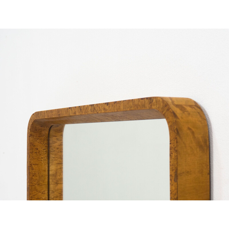 Vintage maple burl rectangular mirror