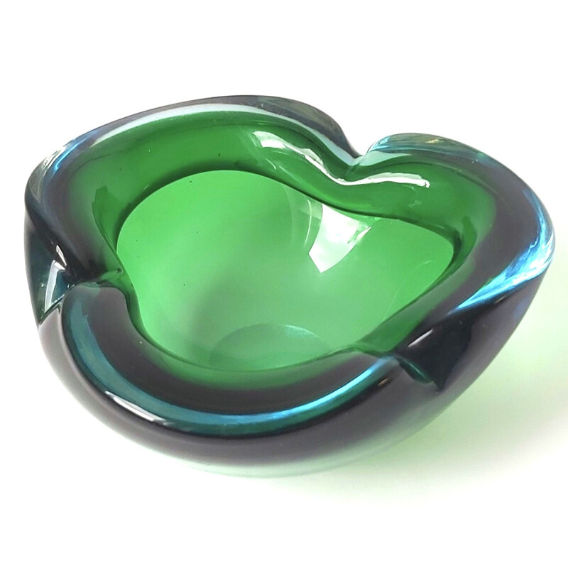 Mid-century Sommerso Murano glass ashtray by Flavio Poli, Italy 1960s