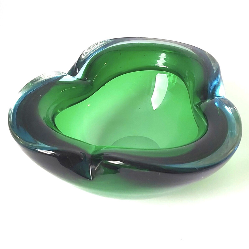 Mid-century Sommerso Murano glass ashtray by Flavio Poli, Italy 1960s