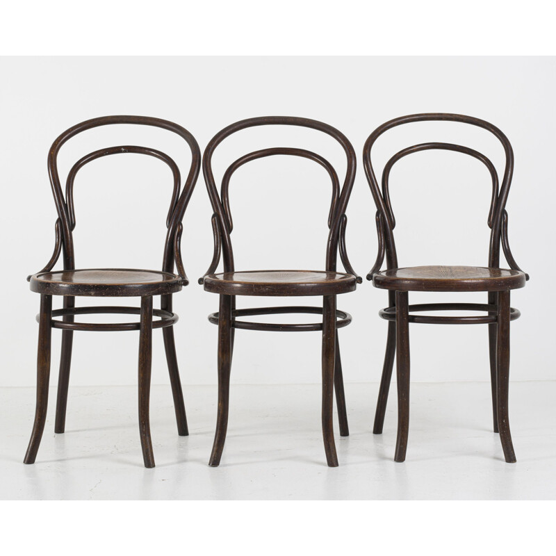 Ensemble de 3 chaises vintage en bois courbé de Mundus Vienne Autriche, 1920