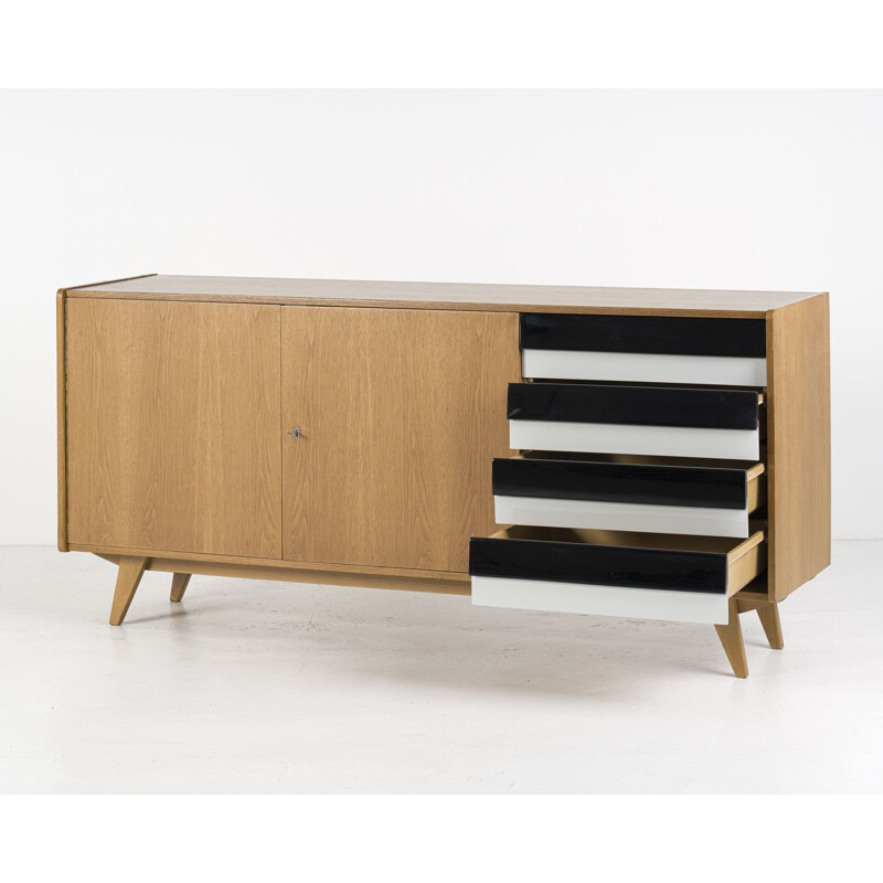 Mid century U-460 oakwood sideboard by Jiří Jiroutek for Interier Praha, 1960s