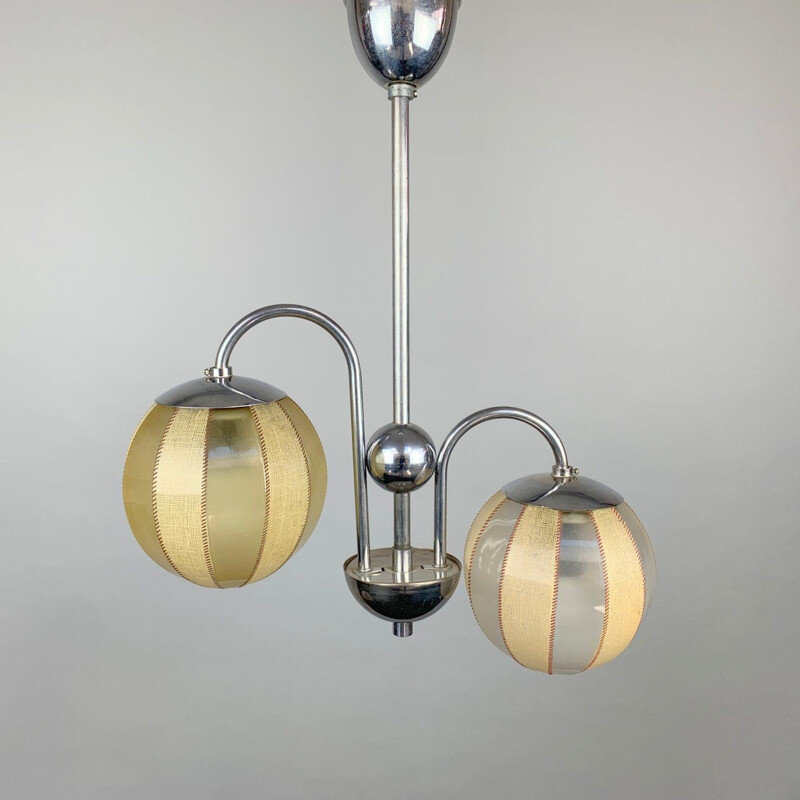 Vintage chrome art deco chandelier by Napako, Czech 1930