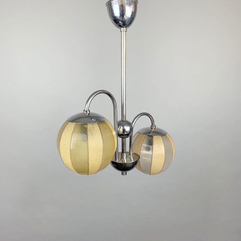 Vintage chrome art deco chandelier by Napako, Czech 1930