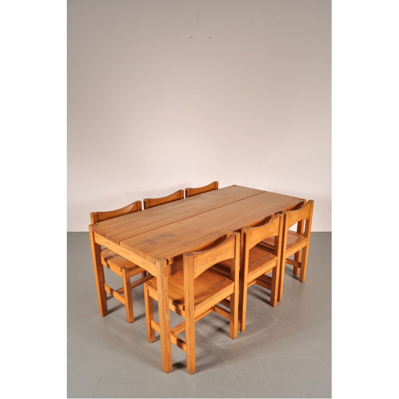 Finnish Laukaan Puu dining set in pine wood, Ilmari TAPIOVAARA - 1960s