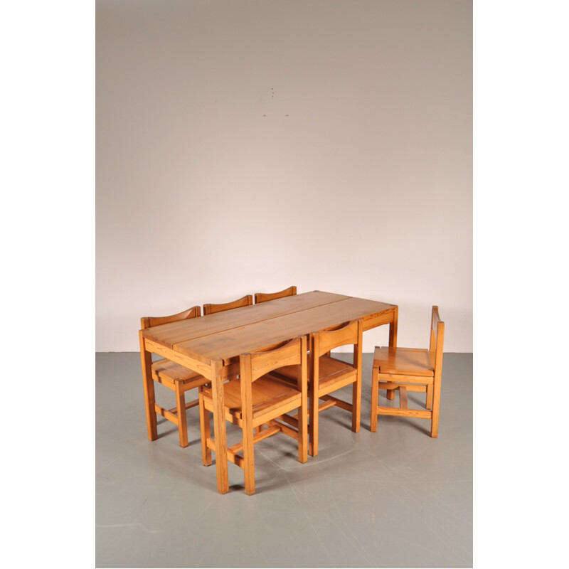 Finnish Laukaan Puu dining set in pine wood, Ilmari TAPIOVAARA - 1960s