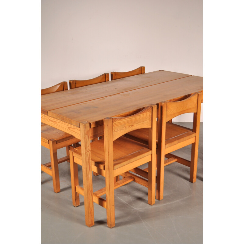 Finnish Laukaan Puu dining set in pine wood, Ilmari TAPIOVAARA - 1960s