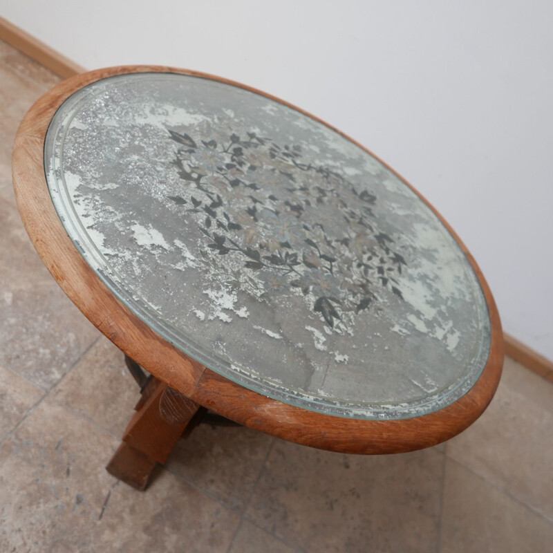 Table basse à miroir Églomisé français vintage, 1930