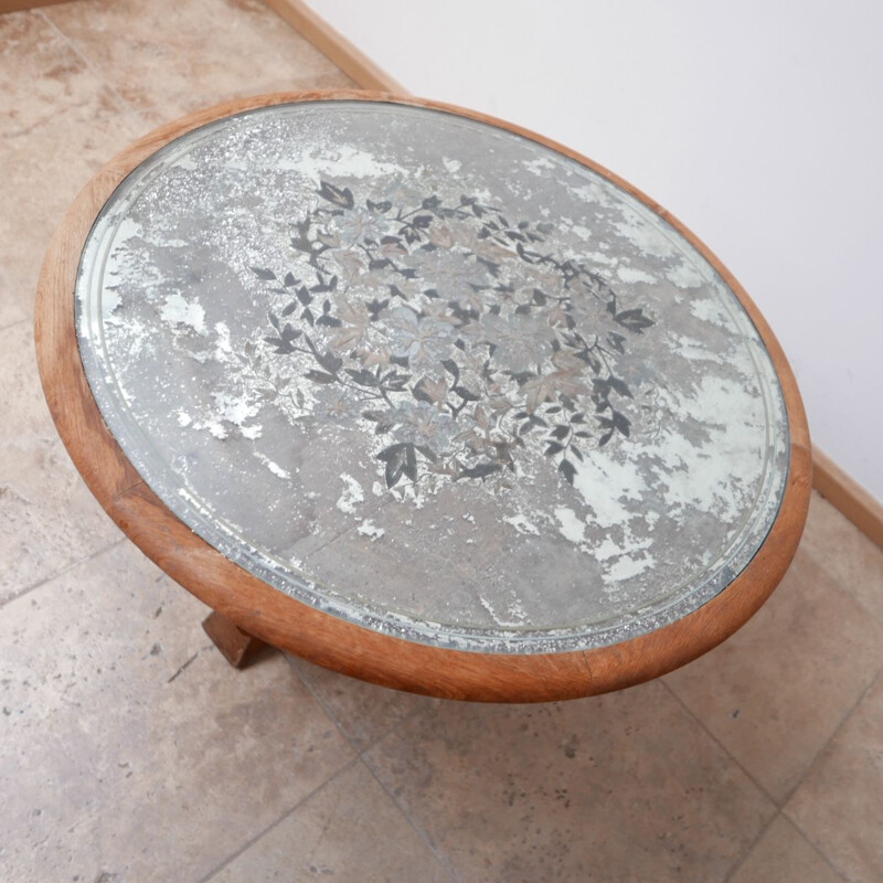 Table basse à miroir Églomisé français vintage, 1930