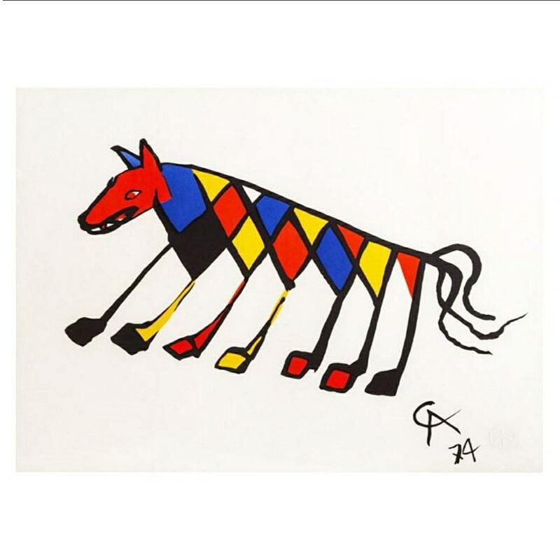 Lithographie originale vintage beastie par Alexander Calder, 1975