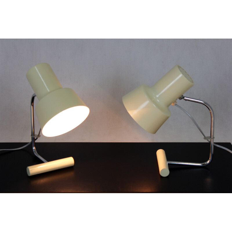 Pair of vintage white table lamps by Josef Hurka for Napako, 1960s