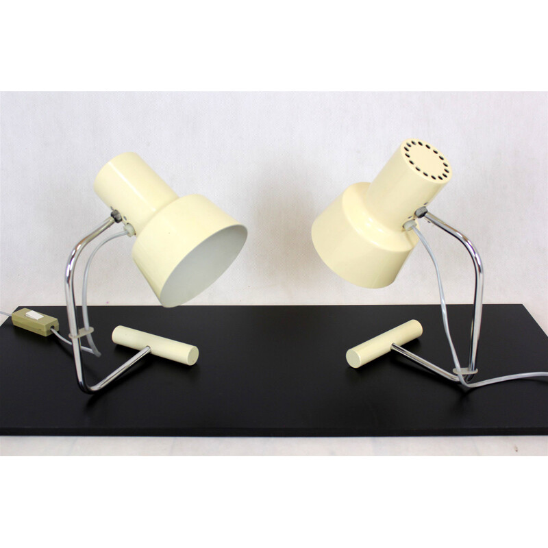 Pair of vintage white table lamps by Josef Hurka for Napako, 1960s