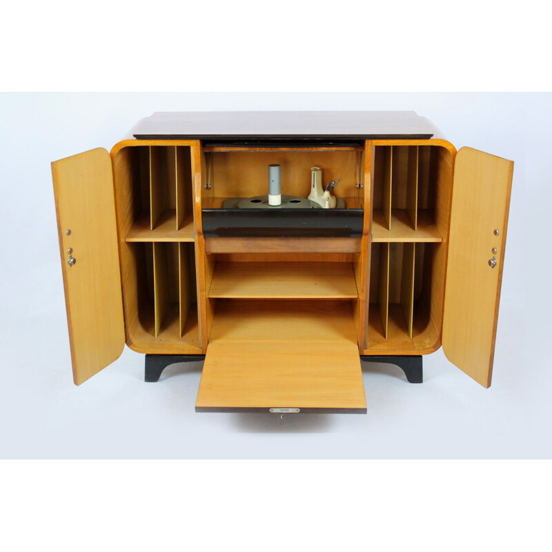 Vintage record player cabinet by J. Halabala for Supraphon, 1958