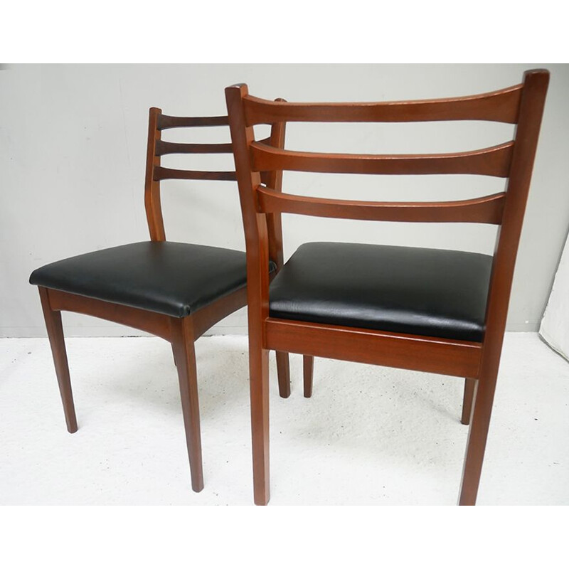 Set of 6 vintage solid teak dining chairs, 1960s