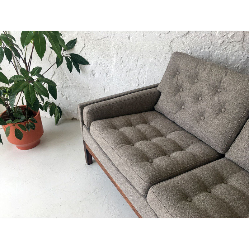 Vintage rosewood and grey fabric sofa, Denmark 1960s