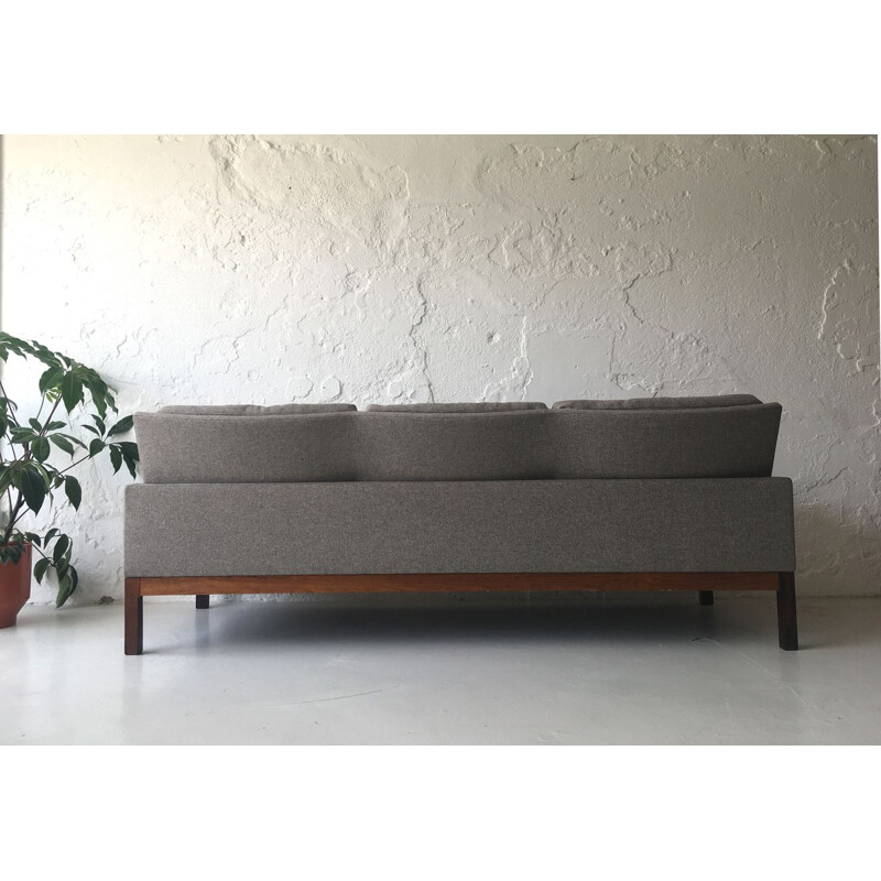 Vintage rosewood and grey fabric sofa, Denmark 1960s