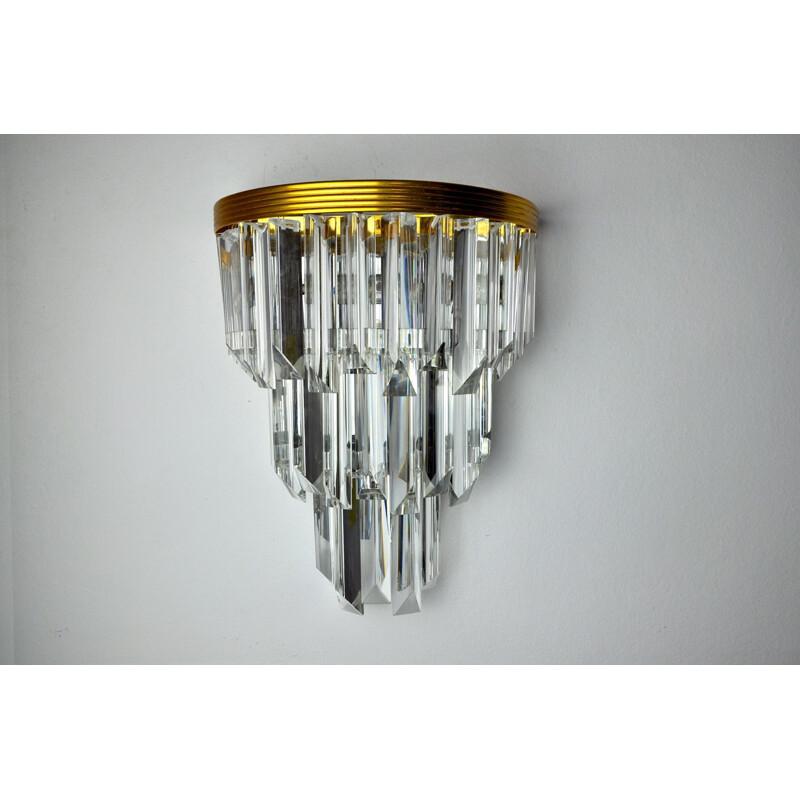 Vintage Murano glass and chrome-plated metal wall lamp by Venini, Italy 1970