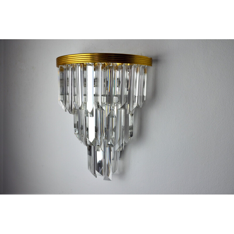 Vintage Murano glass and chrome-plated metal wall lamp by Venini, Italy 1970