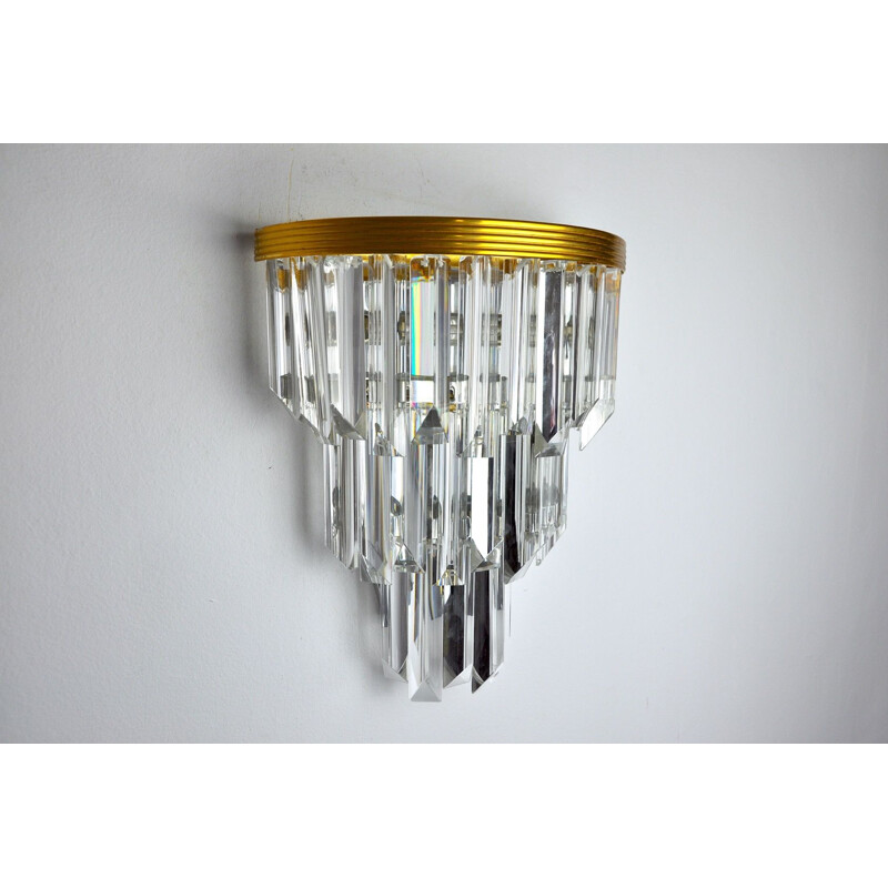 Vintage Murano glass and chrome-plated metal wall lamp by Venini, Italy 1970