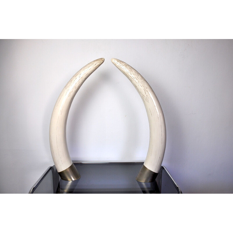 Pair of vintage fake tusks by Maison Valenti, 1970