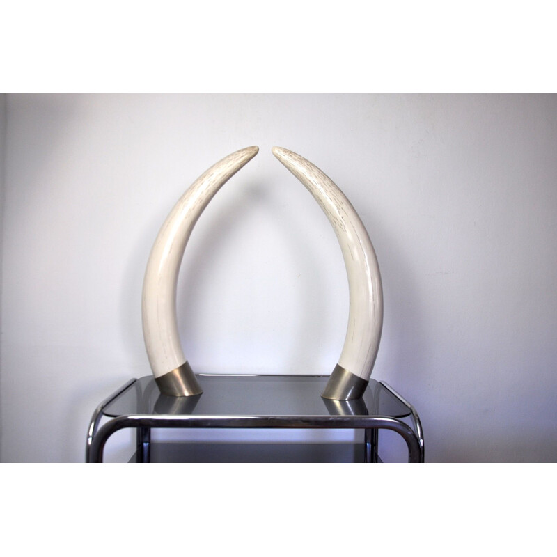 Pair of vintage fake tusks by Maison Valenti, 1970