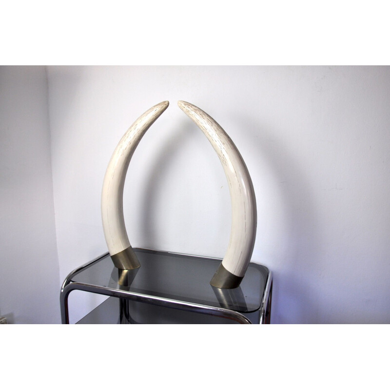 Pair of vintage fake tusks by Maison Valenti, 1970