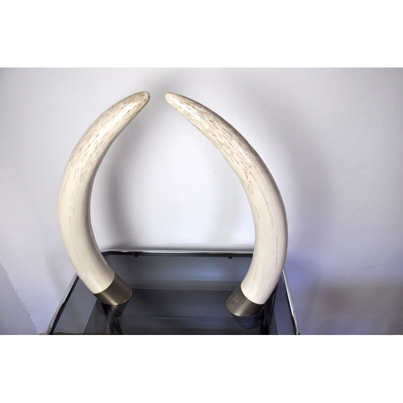 Pair of vintage fake tusks by Maison Valenti, 1970