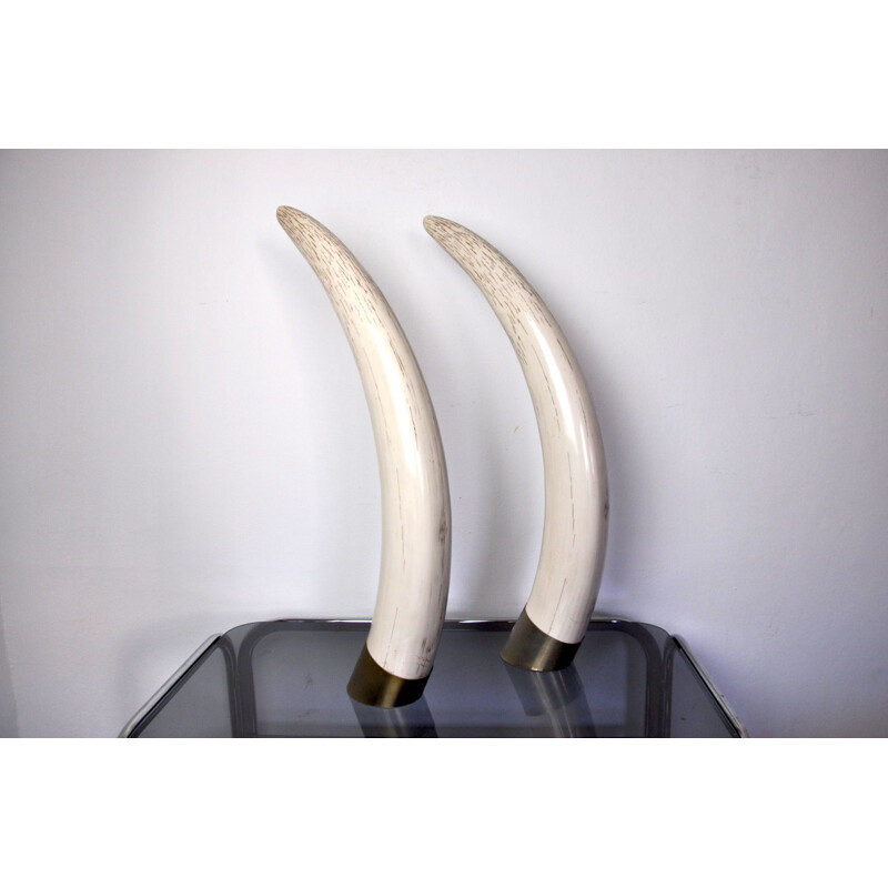 Pair of vintage fake tusks by Maison Valenti, 1970