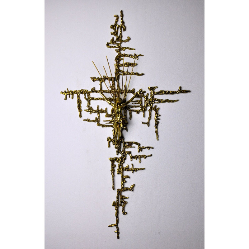 Surrealist Crucifix of Christ in brass by Dalí, Spain 1980