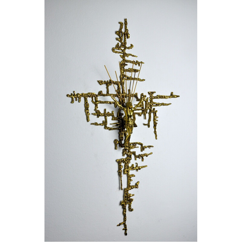 Surrealist Crucifix of Christ in brass by Dalí, Spain 1980