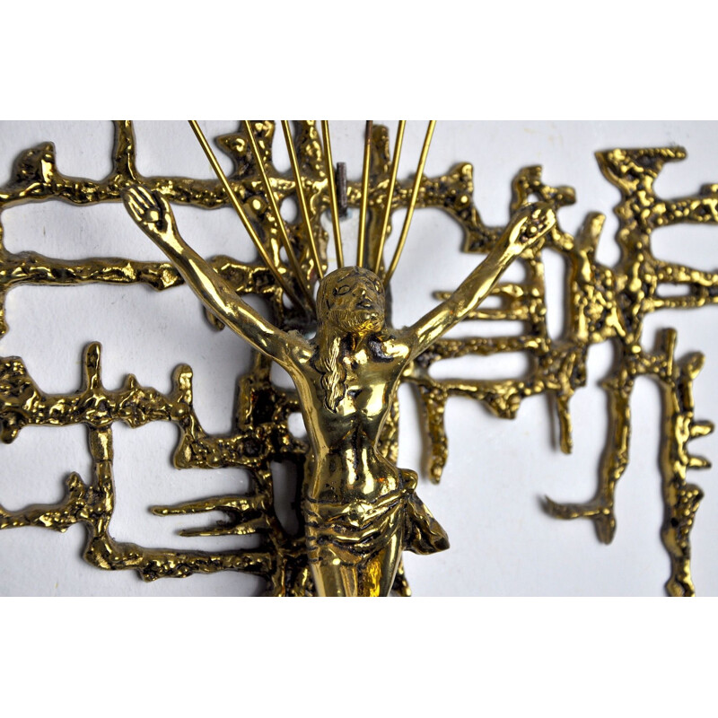 Crucifix surréaliste du Christ vintage en laiton par Dalí, Espagne 1980