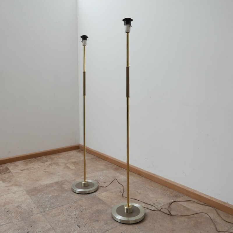 Pair of vintage brass floor lamps, Sweden 1960