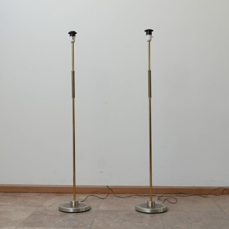 Pair of vintage brass floor lamps, Sweden 1960