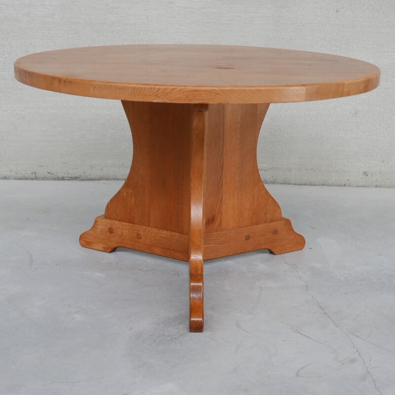 Oakwood vintage circular dining table, Holland 1970s