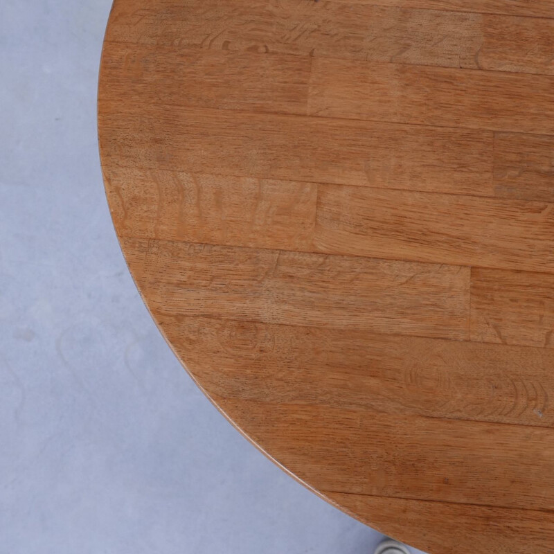 Oakwood vintage circular dining table, Holland 1970s