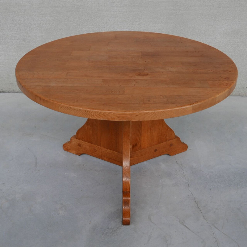 Oakwood vintage circular dining table, Holland 1970s