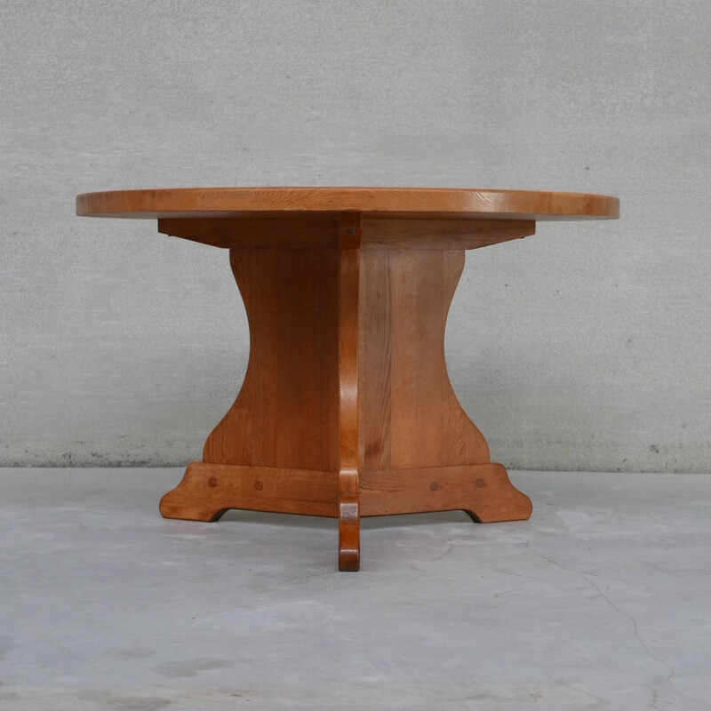 Oakwood vintage circular dining table, Holland 1970s