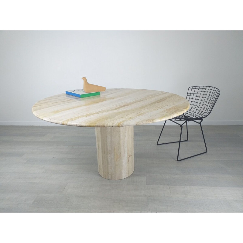 Vintage travertine table by Jean-Charles for Roche Bobois, 1970