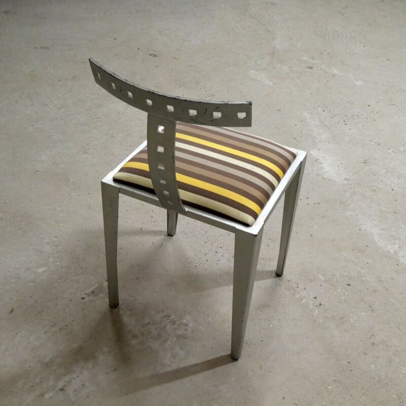 Vintage post modern steel chair, 1980