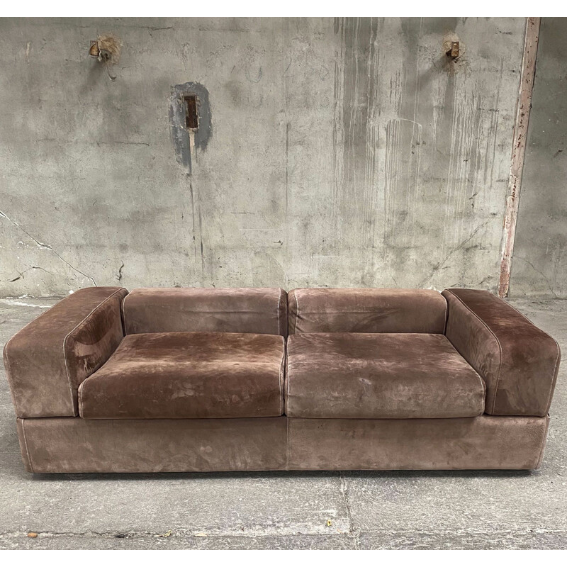 Vintage sofa in suede calf by Tito Agnoli for Cinova