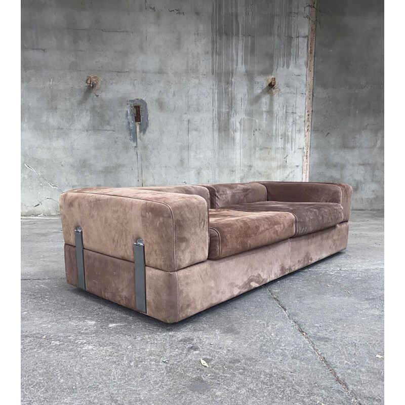 Vintage sofa in suede calf by Tito Agnoli for Cinova