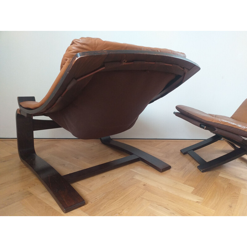 Sillón vintage kroken con otomana de Ake Fribytter para Nelo, Suecia 1970