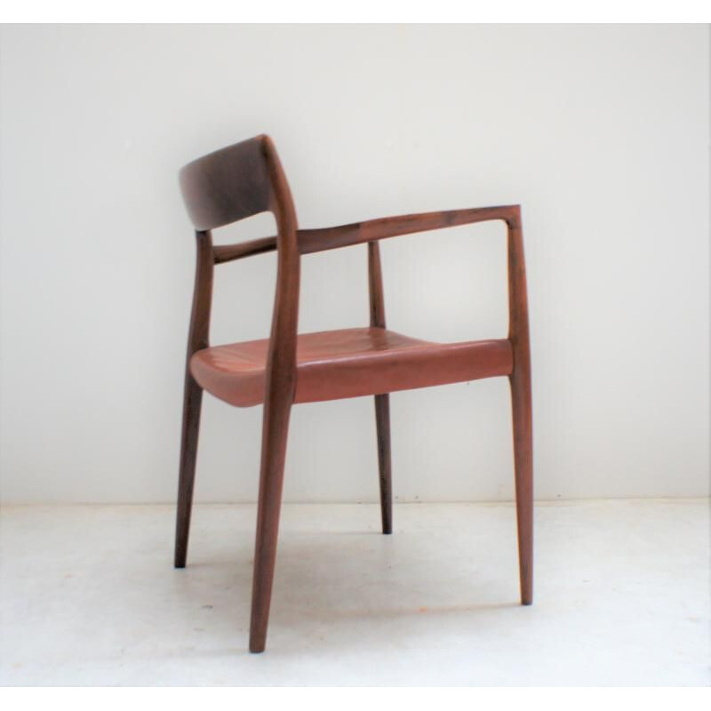 Pair of vintage bridge chairs in rosewood and leather by Niels O' Moller